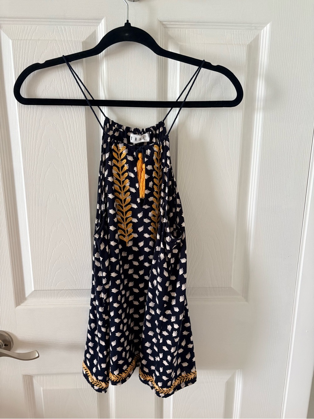 THML Navy and Mustard Boho Tank Top